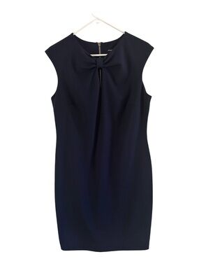 Sharagano Navy Blue Bow Front Sheath Dress Size 10